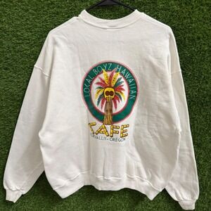 Vintage Local Boyz Hawaiian Cafe Sweatshirt XX Large Cream Graphic‎